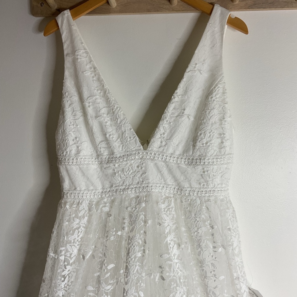 Lulus Sweetest Beloved White Mesh Embroidered Sleeveless Bride Maxi Dress NWT 1X - Picture 11 of 16
